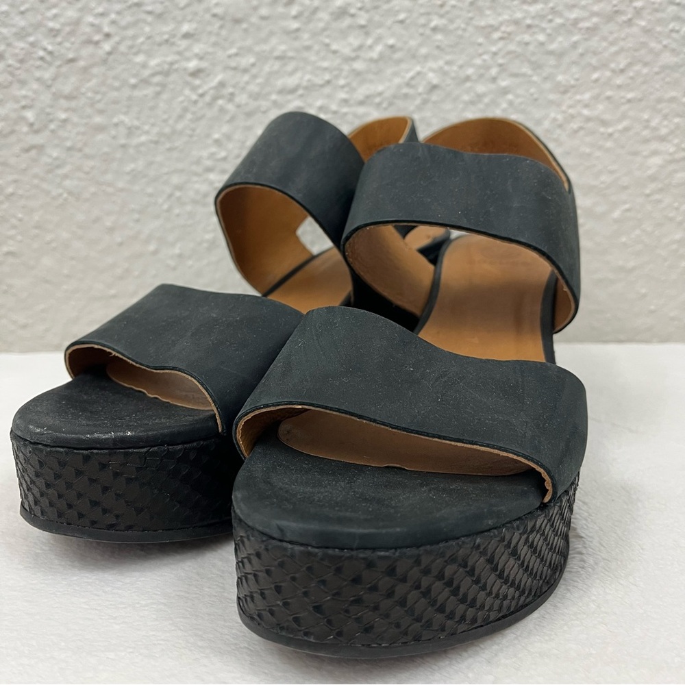 COCLICO Black Wedge Sandals